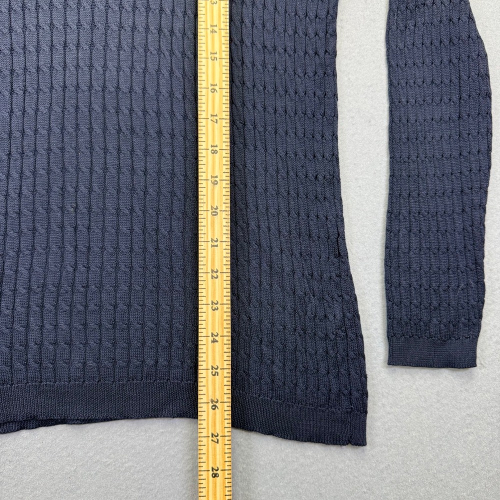 J.McLaughlin Womens Navy Blue 100% Silk Cable Knit Crew Neck Sweater Large L - Picture 4 of 8